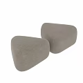 Two Beige Soft Padded Upholstered Modern Ottoman Stools For Living Room Decor