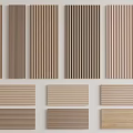 Modern Wooden Wall Panels With Striped Patterns And Various Textures 3d model
