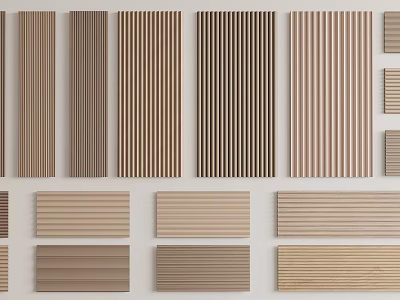 Modern Wooden Wall Panels With Striped Patterns And Various Textures 3d model