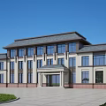 Traditional Chinese Style Office Building With Light Facade Large Windows Grand Entrance And Spacious Courtyard
