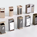 Public Trash Bins With Various Modern Designs And Marble Details For Public Areas