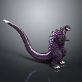 Purple Giant Creature With Glowing Tail And Back Spikes In Standing