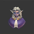 Game and Movie Elf Character With Blonde Hair Pointed Ears And Purple Cloak