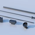 Assorted Industrial Mechanical Parts Featuring Metal Rods Black Plastic Components And Spring