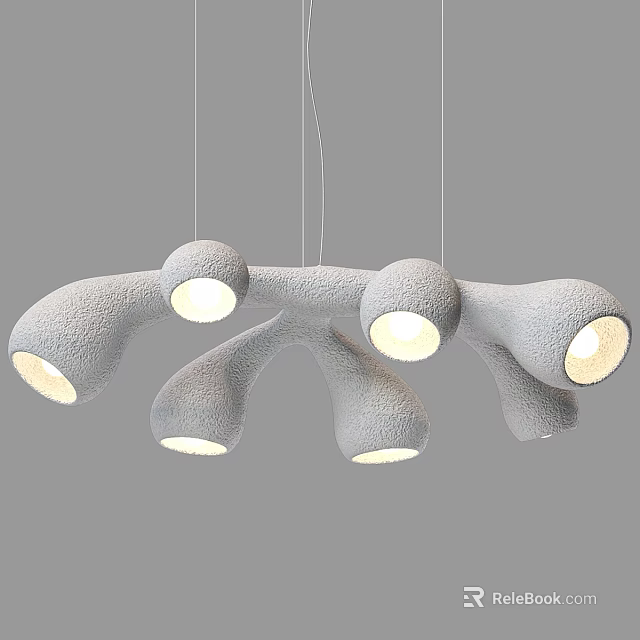 Modern Gray Textured Curved Chandelier With Multiple Light Bulbs Unique Design 3d model