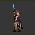 A Woman in Golden Armor Holding Staff With Blue Flame and Cape
