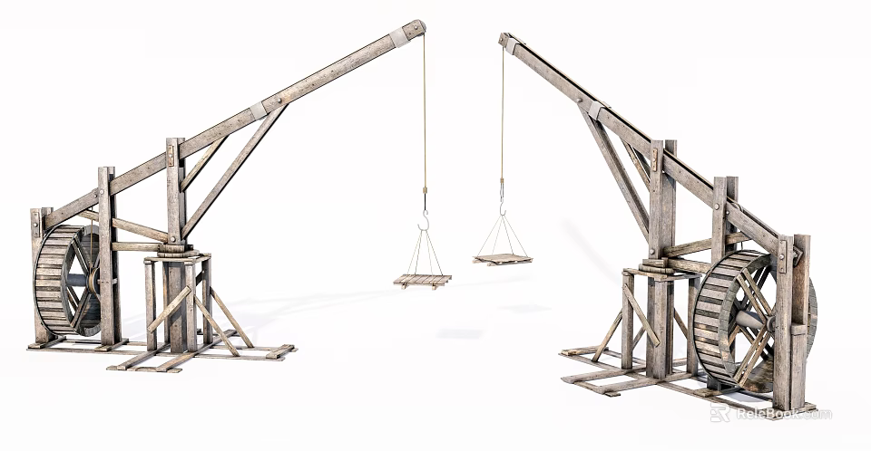 Industrial Lifting Equipment With Metal Mechanical Arms And Dual Suspension Platforms 3d model 