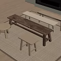 New Chinese Style Bench Solid Wood Stool Low Stool Bench 3d model