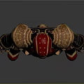 Futuristic Superhero Character In Red And Black Armored Suit With Gold Accents