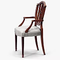 Elegant Wooden Dining Chair With Armrests Carved Details And Light Upholstered Seat