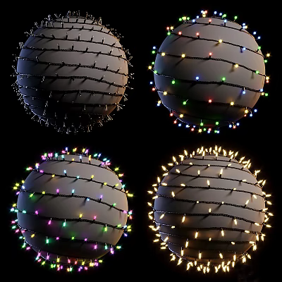 Spherical Decorative Lights Wrapped With Colorful And White String Lights For Festive Home Decoration 3d model