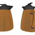 Brown Woven Texture Thermos Pots With Black Lids And Handles For Daily Use