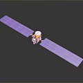 Satellite With Purple Solar Panels And Red White Body 3D Model Structure