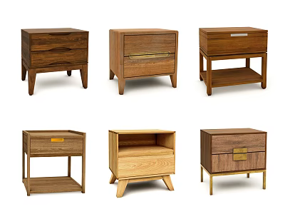 Stylish Modern Wooden Bedside Tables With Drawers Shelves And Various Designs 3d model