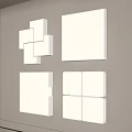 White Ceiling Lights with Various Designs Displayed on Wall 3d model