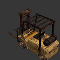Rusty Yellow Industrial Forklift Utility Vehicle For Warehouse Lifting Tasks