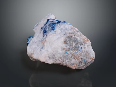 Natural Rough Stone with White and Blue Color Patterns for Decoration Work 3d model