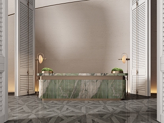 Lobby Reception Desk Reception Desk Water Bar 3d model