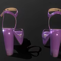 Purple High Heel Sandals With Block Heel Platform Sole And Ankle Strap Metallic Buckle