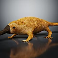 Realistic Platypus Model With Brown Fur And Duck Bill On Reflective Surface