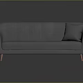 Modern Gray Leather Sectional Sofa With Accent Pillow And Wooden Legs