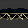 Modern Decorative Furniture With Three Black Bowls On Golden Stands