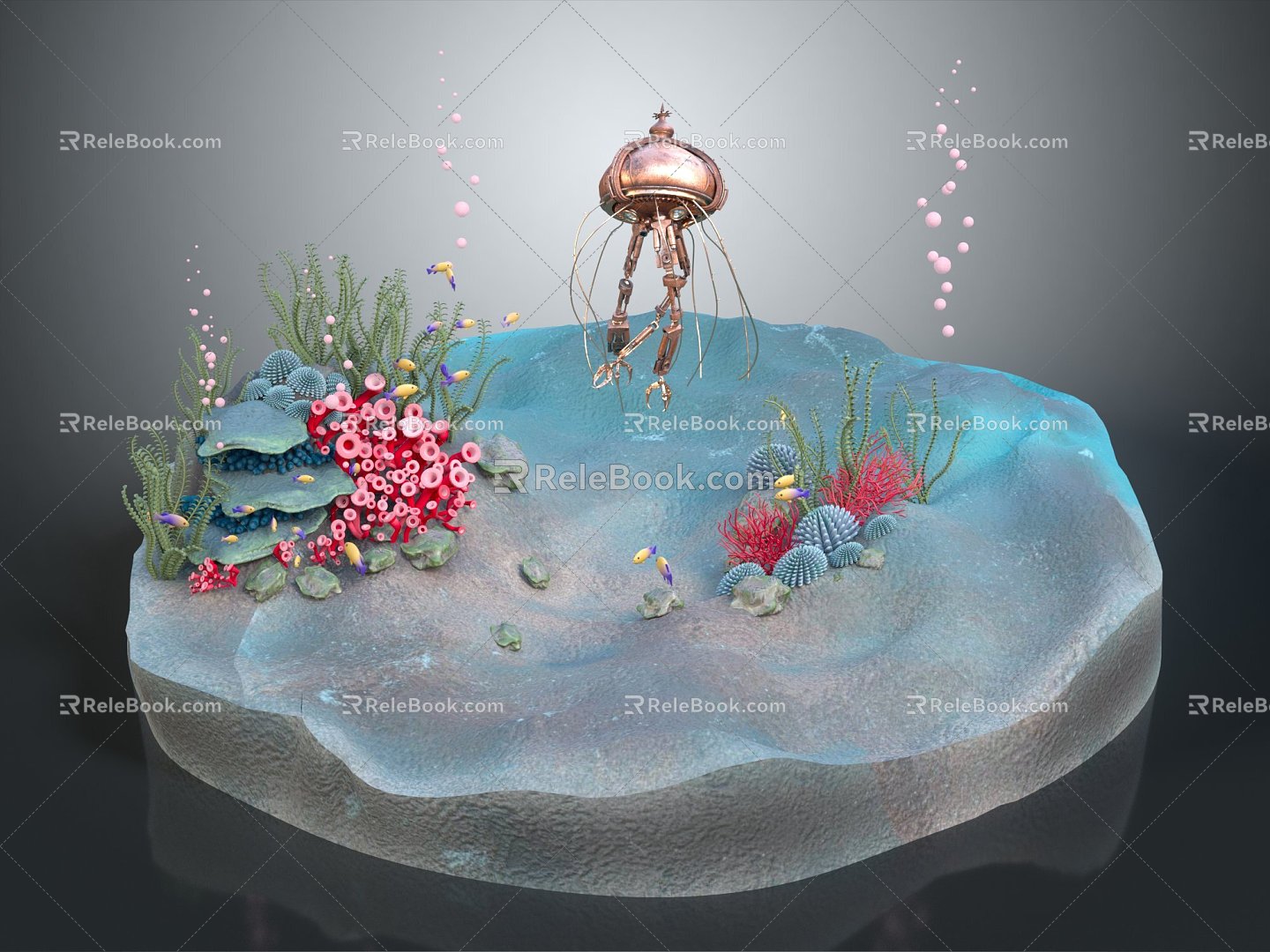 Modern Underwater World Coral Shell Tropical Fish 3d model