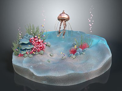 Modern Underwater World Coral Shell Tropical Fish 3d model