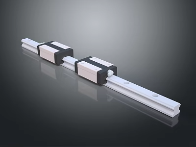White And Black Linear Rail System With Sliding Blocks And Smooth Track Structure 3d model