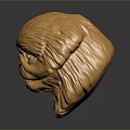 Golden Shiny Pekingese Dog Head Sculpture With Detailed Fur And Expressive Eyes