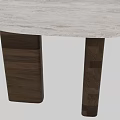 Modern Dining Table Featuring Marble Top And Wooden Striped Legs Design