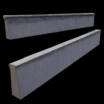 High Quality Concrete Road Curb And Barrier For Urban Traffic Safety 3d model