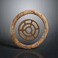 Handcrafted Circular Ring Sculpture Featuring Rough Textured Surface and Concentric Pierced Design 3d model