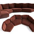 Brown Curved Modular Sectional Sofa With Upholstered Seats And Modern Design 3d model