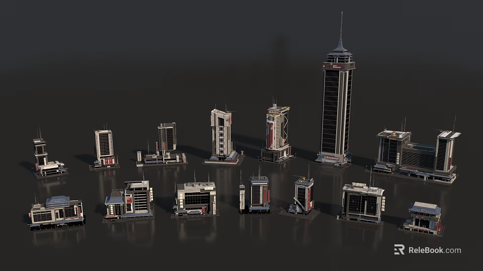 Modern Architectural Models Showcase High Rise Buildings With Diverse Designs And Different Heights 3d model 