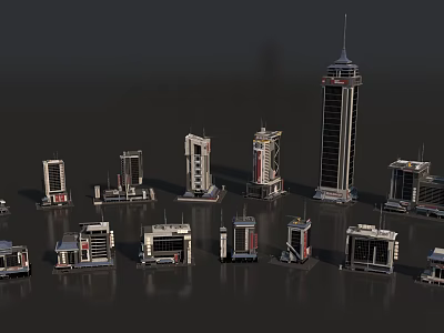 Modern Architectural Models Showcase High Rise Buildings With Diverse Designs And Different Heights 3d model