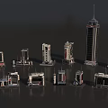 Modern Architectural Models Showcase High Rise Buildings With Diverse Designs And Different Heights