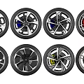 Stylish Automotive Tires Featuring Modern Alloy Wheels And Various Rim Designs