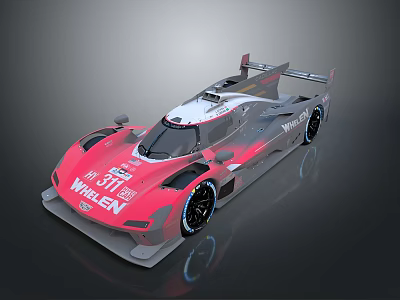 Pink And White Whelen 311 Prototype Race Car With Aerodynamic Design 3d model
