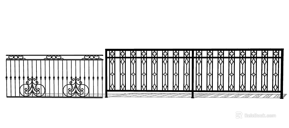 Decorative Outdoor Metal Fence With Ornate And Geometric Pattern Designs 3d model 