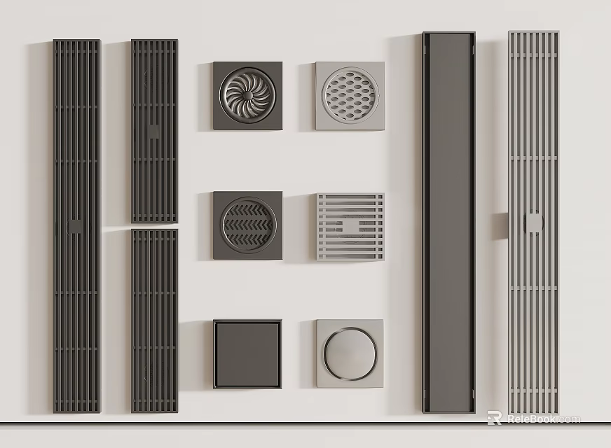 Modern Bathroom Small Accessories With Various Drain Grate Designs And Multiple Styles 3d model