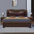 Luxury Solid Wood Carved Upholstered Double Bed With Comfortable Bedding For Cozy Modern Bedroom Interior