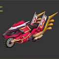 Pink and Yellow Motorcycle with Wing Shaped Accents Red Decor Streamlined Futuristic Design