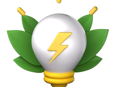 Energy Efficient Electric Household Appliances With Light Bulb Design And Green Leaves 3d model