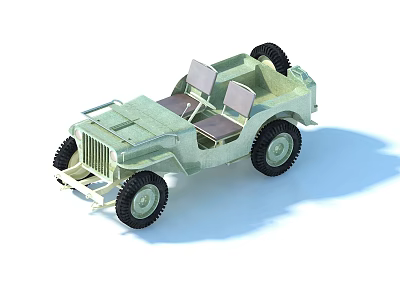 Vintage Green Off Road Utility Vehicle With Two Seats And Large Tires 3d model