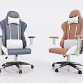 Modern Leisure Chairs With Gray Orange Upholstery Headrests Armrests And Wheels