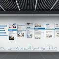 Company Timeline Background Wall With Years Photos And Blue City Skyline Design