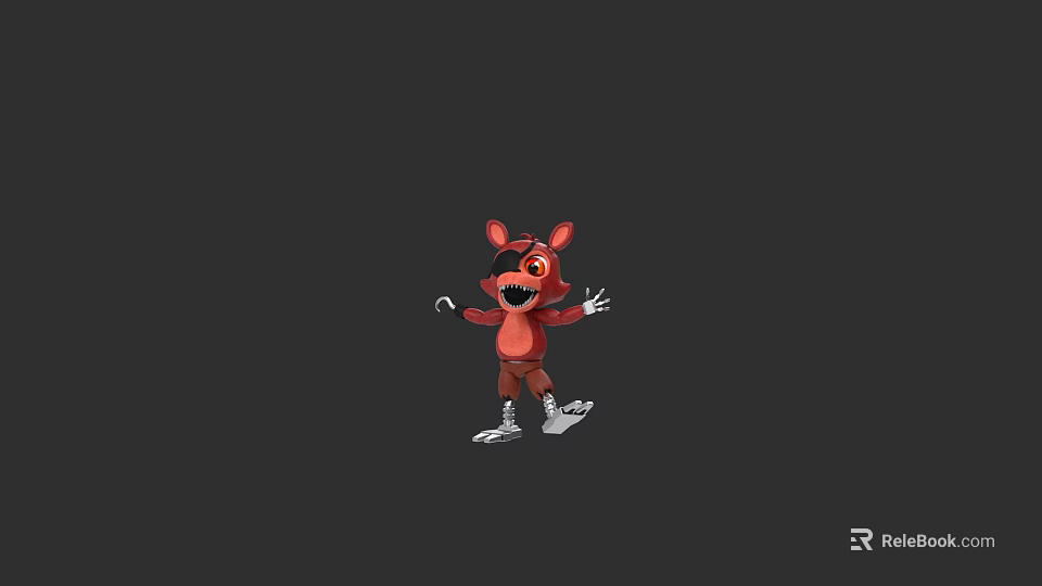 Red Cartoon Fox Doll With Open Mouth And Outstretched Hands Wearing White Shoes 3d model 