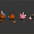 Cute Animal Decorative Figurine Set With Various Cartoon Characters And Colorful Designs