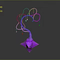 Purple Mythical Creature With Curved Lines Stretching Upward Yellow Accents And Star Shaped Base